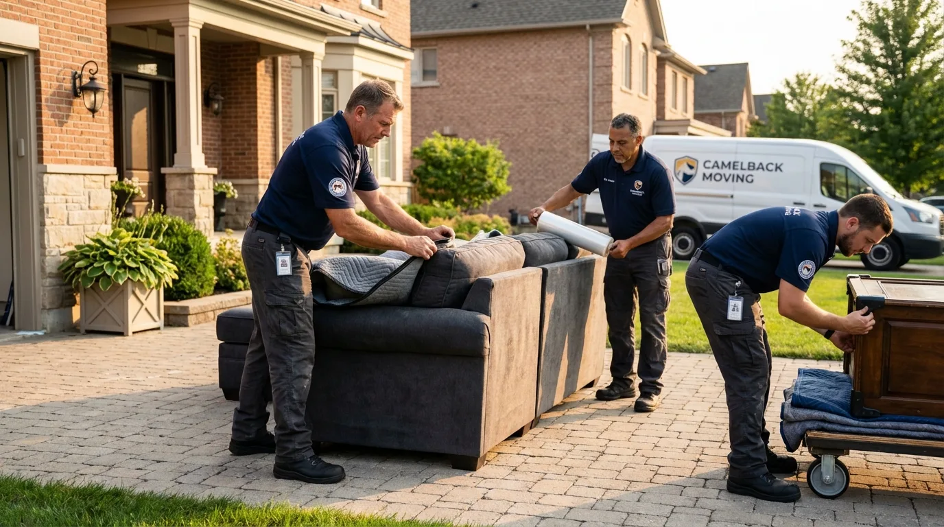 Large estate moving crew wrapping furniture in Silverton, TX
