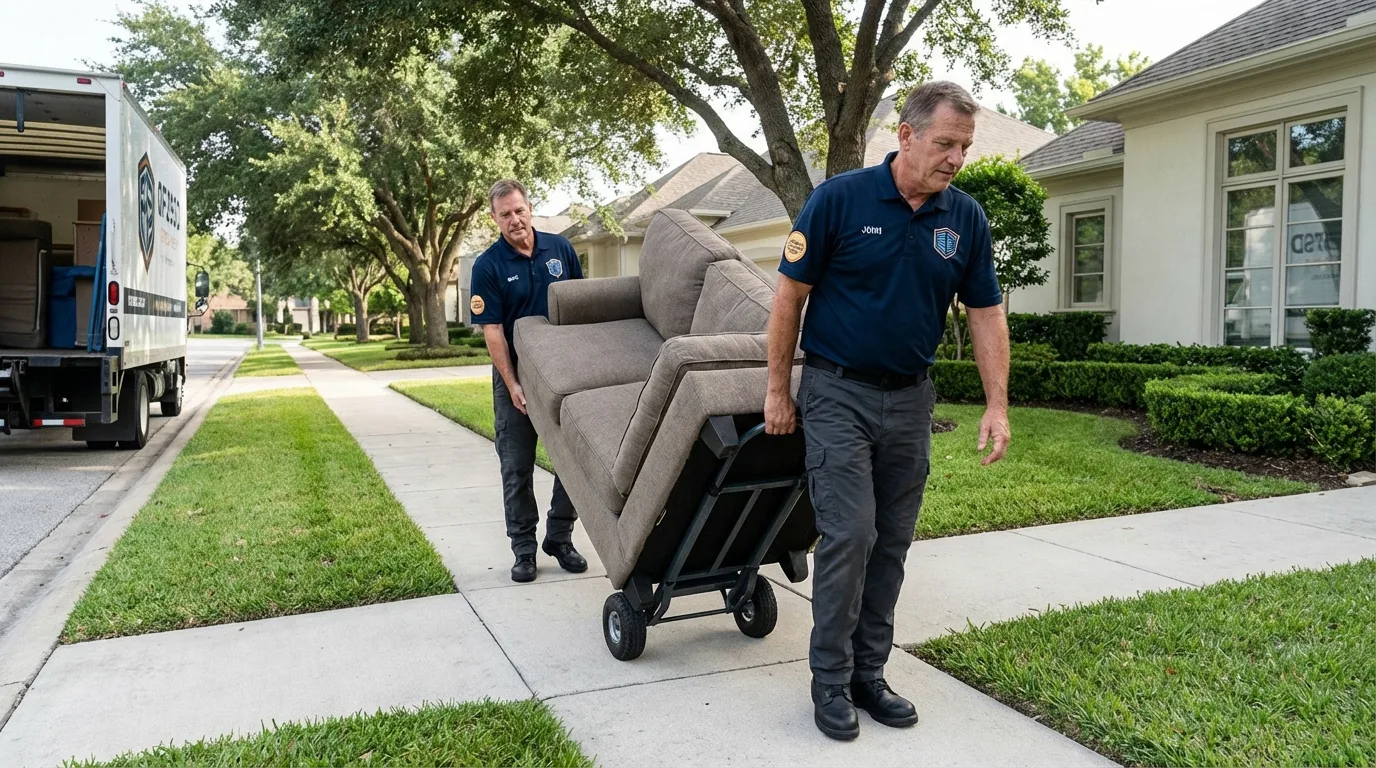 Local residential moving crew loading furniture in Silverton, TX