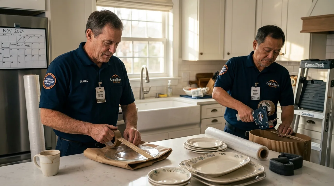 Professional crew packing kitchen dishware in Silverton, TX